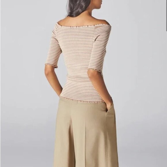 NEW ADEAM x Caroline Murphy // beige & white off-the-shoulder top // Large - Picture 2 of 6